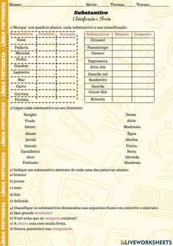 Substantivo - Classificação e Flexão