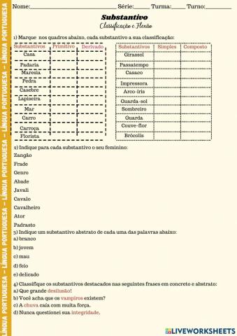 Substantivo - Classificação e Flexão