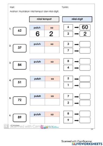 Mengenal nombor dalam lingkungan 100