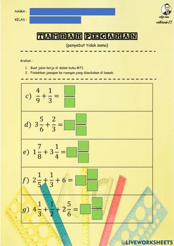 TAMBAH PECAHAN (Penyebut Tak Sama)