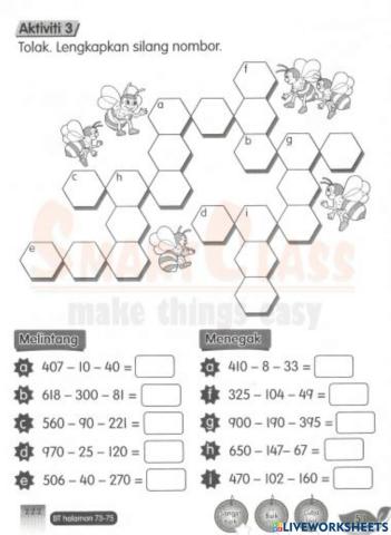 Matematik Tahun 2 Tolak berturut-turut