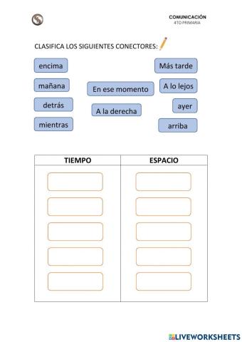 Conectores de tiempo y espacio