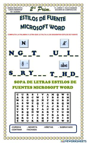 Estilos de fuentes de microsoft word