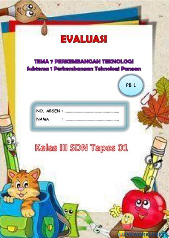 Lembar soal evaluasi kelas 3 SDN Tapos 01 T7 St 1 PB 5