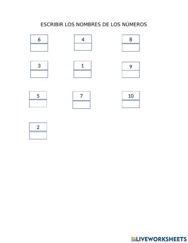 Escribir los nombres de los números