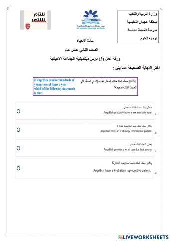 ورقة عمل تفاعلية