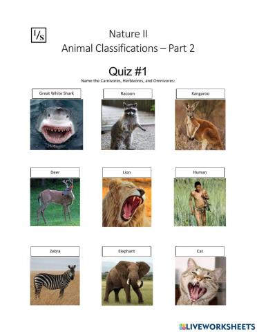 Nature -Carnivores, Herbivores, & Omnivores