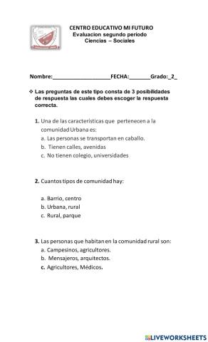 Evaluacion sociales ii