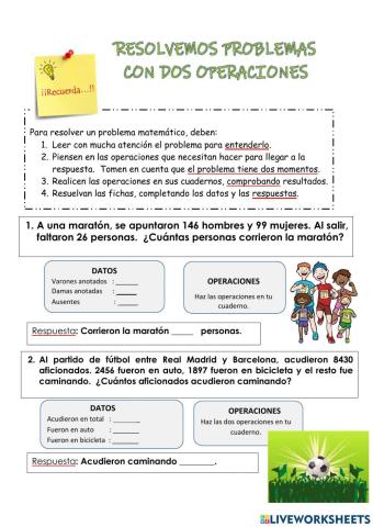 Problemas matemáticos con dos operaciones