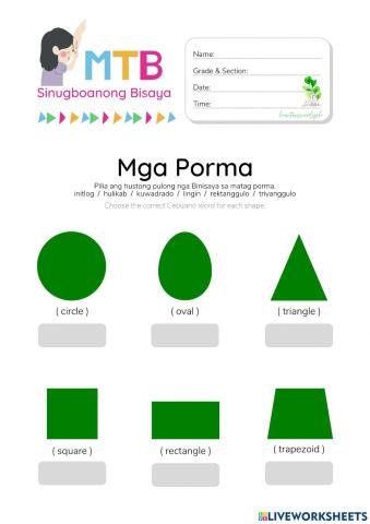 Mga Porma - HuntersWoodsPH Worksheet