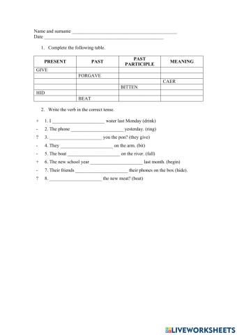 Irregular verbs group 3