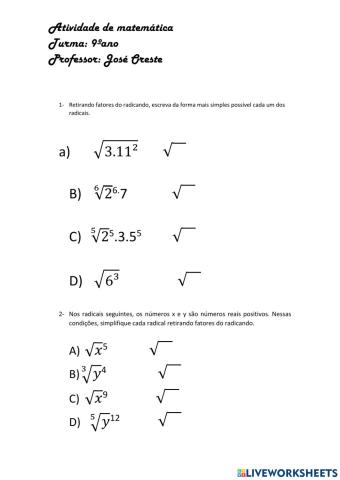 Simplificação de radicais