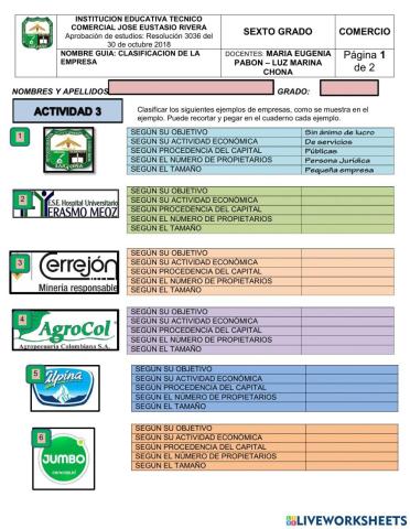 Ejemplos de empresas