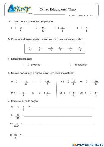 5 ano matemática