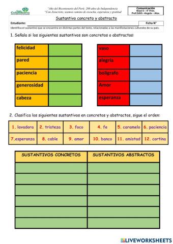 Sustantivo abstracto y concreto