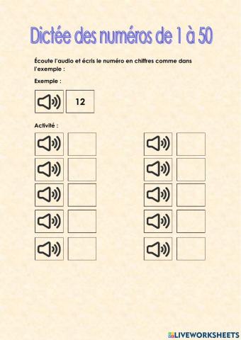 Dictée des numéros