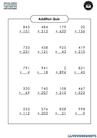 Adding without regrouping