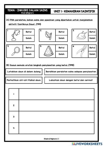 Unit 1 : Kemahiran Saintifik
