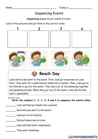 Sequencing Events Worksheet - Reading