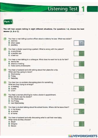 FCE Listening Test - 1, 2