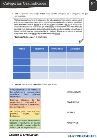 Categorías Gramaticales