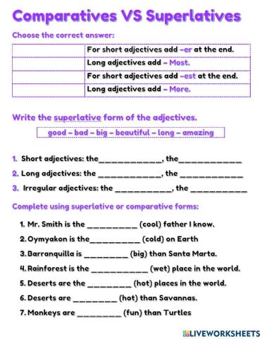 Comparatives Vs Superlatives