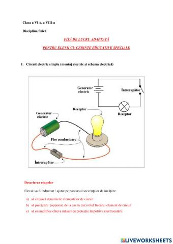 Fisa de lucru -elevi cu cerinte educative speciale