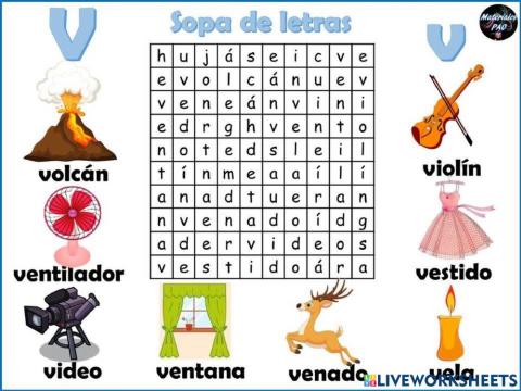 Sopa de letras (Letra V)