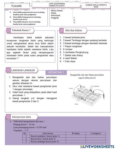 E-LKPD Hambatan Kawat Penghantar