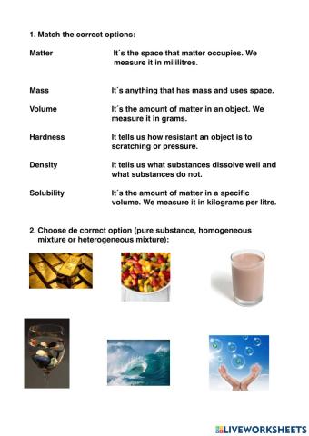 SCIENCE:  MATTER PROPERTIES AND CHANGES