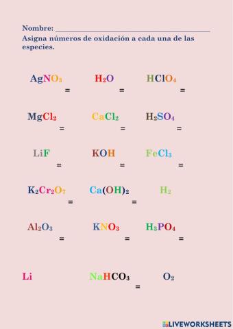 Numero de oxidación