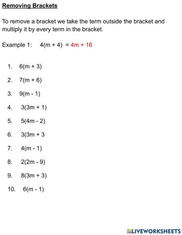 Expanding Brackets