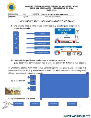 Moimiento rectilíneo uniformemente acelerado mrua