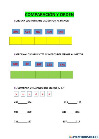 Comparación y orden