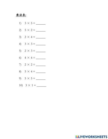 数学乘法表 multiplication