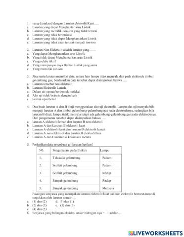 Soal Latihan Daya Hantar Listrik