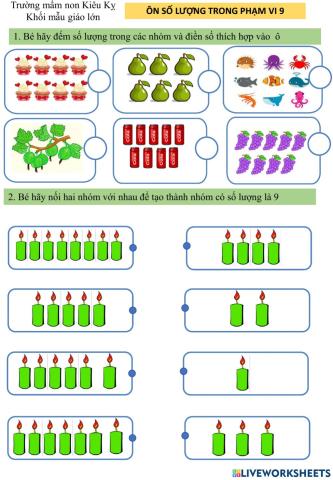 Ôn số lượng trong phạm vi 9