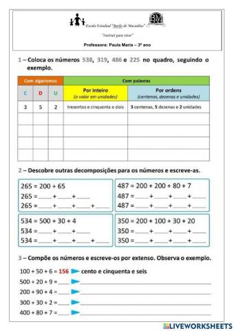 Composição e decomposição de números