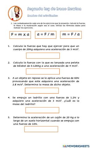 Segunda Ley de Newton- Ejercicios de Fuerza, Masa y Aceleración