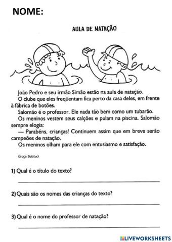 Leitura e interpretação de texto.