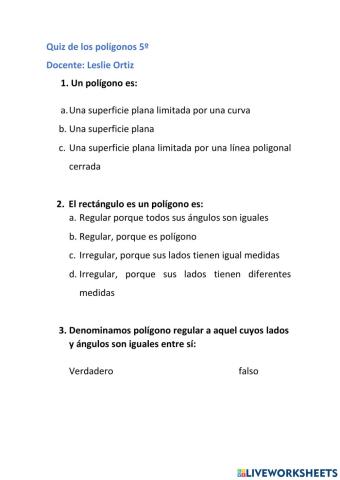 Quiz de polígonos 5º