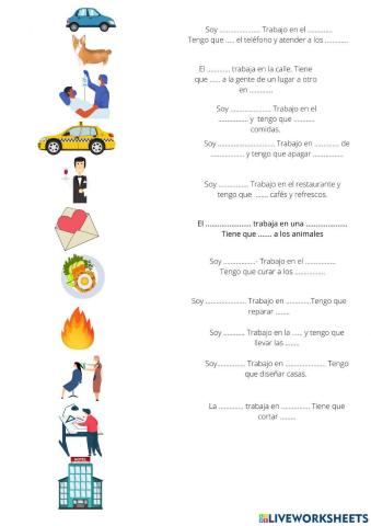 Las profesiones, los lugares de trabajo