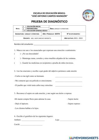 Prueba de diagnóstico