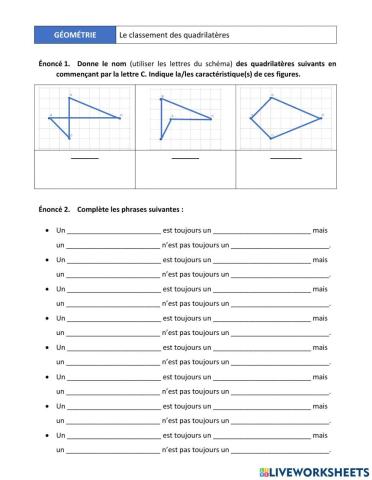 Les propriétés des quadrilatères