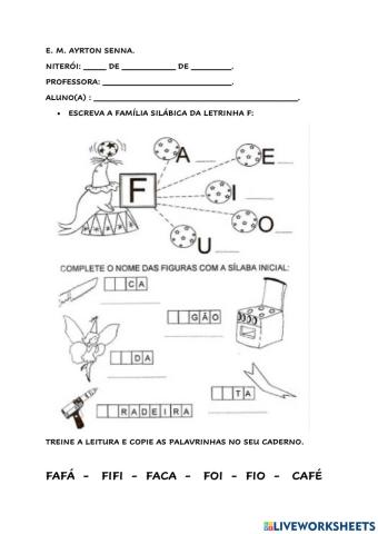 Explorando a consoante f- SÍLABAS 2