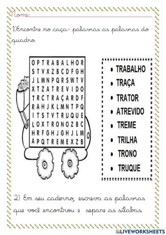 Caça- palavras encontro consonantal