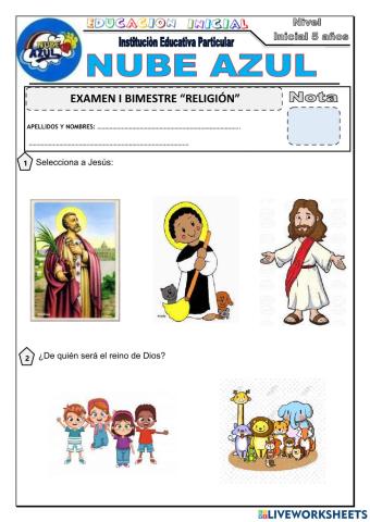 Examen  religión