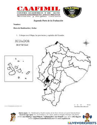 Provincias y Capitales del Ecuador