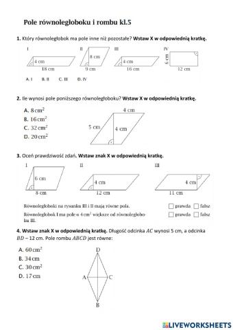 Pole równoległoboku i rombu