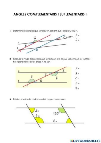 Angles complementaris i suplementaris II